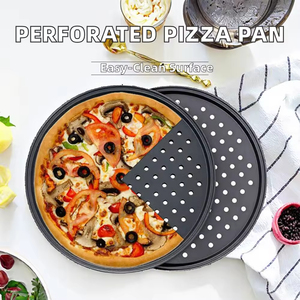 <span class=keywords><strong>Teglia</strong></span> <span class=keywords><strong>per</strong></span> <span class=keywords><strong>Pizza</strong></span> Antiaderente in Acciaio al Carbonio con Fori Perforati e Griglia da Forno <span class=keywords><strong>per</strong></span> Uso Domestico e Professionale - Product Image 2