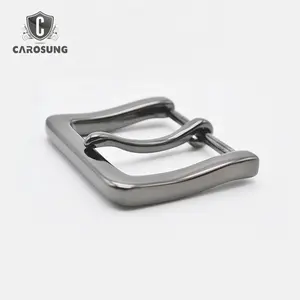 Carosung 도매 좋은 가격 주문 40mm 시니 블랙 실버 금속 핀 버클 가죽 벨트