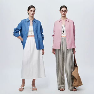 Conjunto de <span class=keywords><strong>Camisa</strong></span> Blanca de Lino Francés Estilo Old Money para Mujer, Verano 2026, Ligero, Holgado, Informal, con Pantalones Rectos por Encima de la Rodilla - Product Image 4