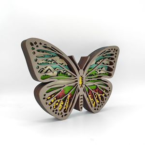 Mariposas de Madera Talladas para Pascua, Adornos de Mariposas de Madera Multicapa Huecas, Decoración Creativa para el Hogar - Product Image 3