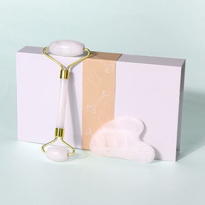 Herramienta Facial Gua Sha de Jade, Masajeador de Belleza, Rodillo de Jade Natural, Gua Sha de Jade Blanco, Set de Gua Sha con Rodillos Dobles, Refrescante - Product Image 1