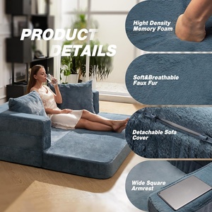 Custom ized Comfort Folding Soft Foam Doppel hund Lazy Schlafs ofa Couch Erschwing liche 3-in-1 Boden Schlafs ofa - Product Image 5