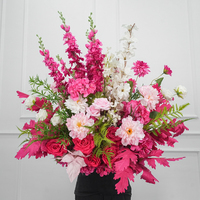 Arrangements floraux rose vif en gros, 50 cm, fleurs artificielles pour allée, décoration réaliste de fleurs tropicales pour mariage, boule décorative