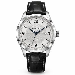 Reloj de Cuarzo Unisex SPARTINE, Caja de Acero Inoxidable, Correa de Cuero Marrón de 20 mm, Cristal de Zafiro, Esfera Analógica con Indicador de Fecha, 41 mm - Product Image 4