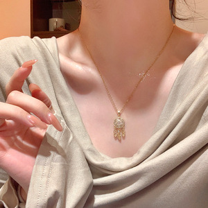Europe United States Cross-border New Dream Catcher Cat's Eye Resin Pendant Necklace Women's Light Luxury Titanium Steel Titaniu - Product Image 5