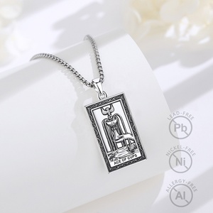 Hip Hop gothique <span class=keywords><strong>as</strong></span> des tasses <span class=keywords><strong>Tarot</strong></span> carte pendentif collier cuivre plaqué argent bijoux émotionnels pour hommes femmes - Product Image 2