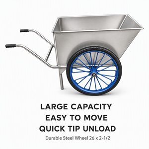 Carrello per Alimentazione in Acciaio Resistente, Grande Capacità, Ruote Blu con Raggi, Pneumatici in Gomma Piena per Alimentazione in Fattoria - Product Image 1