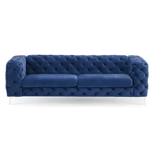 Winforce Modern Velvet Luxury Tufted Sofa Couch For Living Room Furniture Chesterfield Sofa Set Love Seat