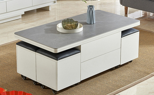 Camera da letto in legno <span class=keywords><strong>nero</strong></span> laccato in difficoltà sollevare tavolini centrali rotanti con 2 sedie a sgabello laterale - Product Image 5