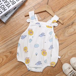 Barboteuse à bretelles pour bébé 100% coton, tenue une pièce à bretelles de style estival pour bébé fille, robe de princesse triangulaire - Product Image 3