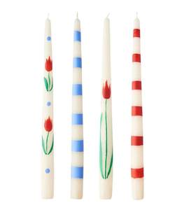 Modern Tulip Stripe Handcrafted Soy Wax Paraffin Wax Smokeless Taper <b>Candle</b> Set 4 for Christmas Decor <b>Winter</b> Events - Product Image 3