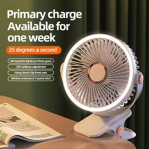 Ventilateur de bureau portable écologique rechargeable par USB avec lumière LED, ventilateur sans fil à clipser pour la maison - Product Image 5