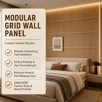 Panneau mural de tête de lit pour chambre d'hôtes, revêtement en lattes de bois de noyer chaud avec éclairage d'ambiance pour projets d'appartements et de villas