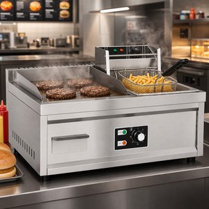 Commercial Electric Griddle <b>Fryer</b> Combo Flat Top Grill with Deep <b>Fryer</b> for Burger Steak Fries Fast Food Kitchens - Product Image 5
