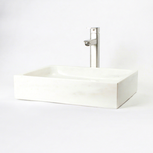 Lavabo Rectangular de Lujo de Alta Gama, Elegante, de Mármol Blanco Pulido, para Baño, Fabricado en Malasia OEM - Product Image 1