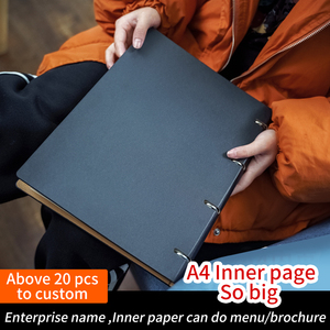 Hardcover Custom A4 Size <strong>Notebook</strong> Black Ring Binder Leather Journals With Logo <strong>Blue</strong> Loose-Leaf Business <strong>Notebooks</strong> - Product Image 5
