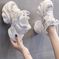 Chaussures de sport pour femmes à plateforme rehaussée, style Daddy, hiver, respirantes, polyvalentes, fines