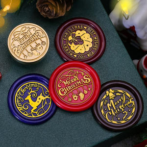 Новая Рождественская серия восковых печатей, колокольчик снеговика, новогодняя елка, медная печать, поздравительная открытка, конверт, запечатывание, воск, латунный штамп - Product Image 3