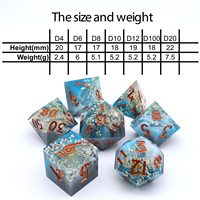 Sharp Edge Set dadu DND buatan tangan 7 Aksesori dadu untuk permainan TTRPG, multi-sisi RPG polihedral Resin Roleplaying dadu permainan