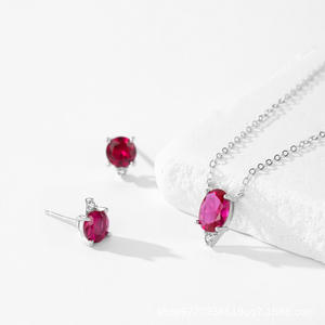 S925 Sterling <b>Silver</b> Oval-Cut Garnet Red Zircon Oval <b>Pendant</b> Necklace - A Romantic Gift for Women - Product Image 4