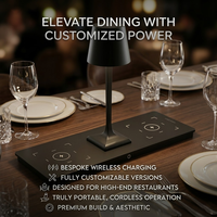 Lámpara de Mesa LED Inteligente Moderna de 8 Unidades con Centro de Carga Inalámbrica, Batería de 5200mAh, RGB-CCT, Ajustable de Grado Comercial