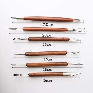 Kit d'outils <span class=keywords><strong>de</strong></span> sculpture en bois double face pour la fabrication d'<span class=keywords><strong>argile</strong></span>, 11 pièces - Product Image 4