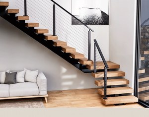 <span class=keywords><strong>Escalier</strong></span> de maison de villa à guichet unique Escaliers droits flottants Conceptions d'escaliers intérieurs en <span class=keywords><strong>bois</strong></span> durables personnalisés - Product Image 1