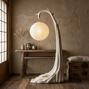 Tree <b>Branch</b> Sculpture Floor Lamp, Wabi Sabi Standing Lamp, Rice Paper Lantern Shade Decor <b>Light</b> for Living Room Tea Room - Product Image 3