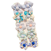 Coleteros de Flores para Niñas, Estilo Coreano, Material de Tela, Alto Valor de Color, Sin Daño al Cabello, Elástico, para Niñas Pequeñas