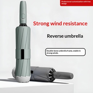 Parapluie pliant haut de gamme pour homme, entièrement automatique, épaissi, renforcé, à trois volets, grand format, inversé, résistant au vent - Product Image 5