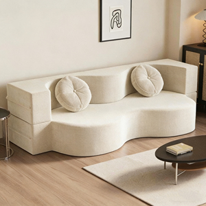 Divano Angolare Espandibile di Lusso a Forma d'Onda con Schienale Imbottito, Set di Mobili per Soggiorno con Spugna ad Alta Resilienza - Product Image 2