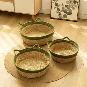 Panier pour animaux de compagnie en corde de coton tressée, nid douillet et chaud pour l'intérieur, maison de couchage pour chat, chien, chiot, chaton, petit animal, fait main, naturel - Product Image 2