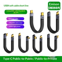 Câble plat flexible USB4 Type-C à angle droit en gel de silicone, extension 8K, transfert de données rapide 40 Gbit/s pour disque dur portable