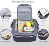 Sac à déjeuner isotherme double couche personnalisé avec logo, couleur unie, bandoulière, sac de pique-nique portable, boîte à repas, sac de rangement alimentaire