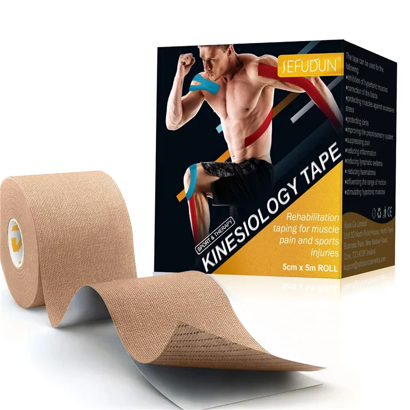 SEFUDUN muscle patch fisioterapia sport kinesiologico impermeabile kinesiology tape anti-strain ginocchiera benda elastica 5cm * 5m