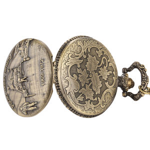 श्रृंखला के साथ रेट्रो जेब घड़ी, नासा 1969 चंद्रमा लैंडिंग एपोलो लोको घड़ी हार, स्मारिका के लिए विंटेज कांस्य पेलेंट गहने - Product Image 4