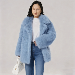 Veste en fourrure artificielle marron confortable et décontractée pour femme, en polaire épaisse, longue et confortable - Product Image 4