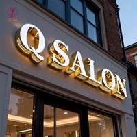 Letrero Comercial LED Personalizado, Letrero de Tienda con Letras Metálicas Doradas Brillantes, Letrero Luminoso para Exteriores Resistente al Agua
