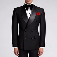Costume de smoking noir imprimé pour homme, coupe ajustée, revers châle en satin, veste et pantalon, pour mariage, cérémonie, soirée, respirant