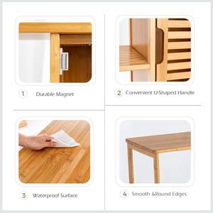 خزانة تخزين مخصصة من الخيزران مع 4 رفوف وباب مغناطيسي - Product Image 4