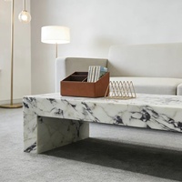 Table basse moderne de luxe nordique en marbre, socle durable Calacatta Viola, ensemble de meubles pour chambre et salon
