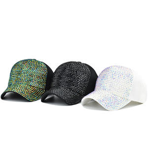 Venta caliente Rhinestone Bling Lady Mujeres Sombrero de béisbol Blue River CZ Diamond See Shell Plain Outdoor Sport Cap - Product Image 1