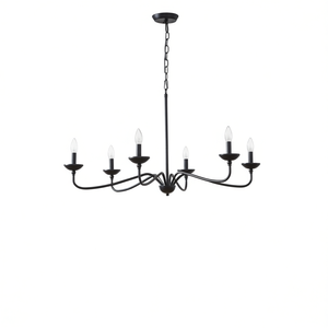 Brighton 6-Light Farmhouse Metal Chandelier Black Pendant Light For Home Decor - Product Image 1