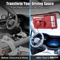 Organisateur de pare-soleil de voiture, pochette de rangement multi-poches pour lunettes de soleil, cartes, stylos, documents, en cuir imperméable pour voiture