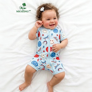 ミオジング カスタム 独立記念日 愛国柄 ベビーロンパースドレス 夏用 オーガニックバンブー ダブルジッパーロンパース ODM ベビーロンパース - Product Image 1