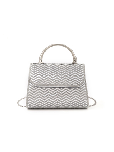 Bolso de Mano Tipo Clutch de Poliéster Brillante con Rayas y Pedrería, Diseño Cuadrado de la Marca Bell Luxury, para Mujer, Ideal para Fiestas y Eventos - Product Image 2