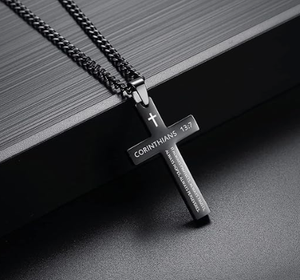 GIVELUCK bibbia ispiratrice Christian in acciaio inossidabile collana con ciondolo a croce per uomini e donne gioielli fede regali - Product Image 3