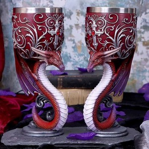 Tasse à <span class=keywords><strong>bière</strong></span> européenne médiévale DRA55 personnalisée, grande tasse rouge Dragon, faite à la main, <span class=keywords><strong>licorne</strong></span>, crâne, verre, résine, acier inoxydable, 6,5 oz - Product Image 4