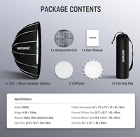 Boîte à lumière parabolique hexadécagonale NS85U 85cm à pliage rapide avec monture Bowens et sac d'accessoires pour éclairages de studio Aputure Godox série CB