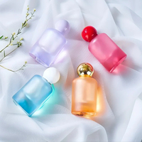 Bouteille de parfum en verre de parfum à fond volcanique coloré givré personnalisé de luxe de 30ml 50ml 100ml avec bouchon à bille